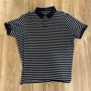 Ralph Lauren Men's Navy and White Striped Polo Shirt